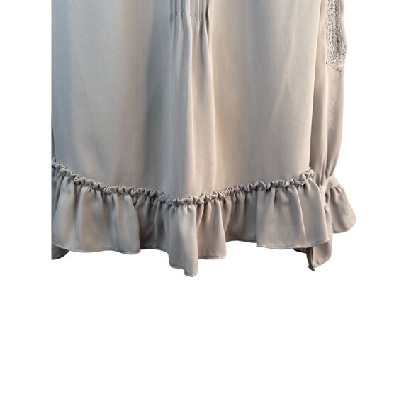 NWT ZARA Scoop Neckline Blouse M Beige Dainty Flowy Polyester Cotton - Picture 11 of 13